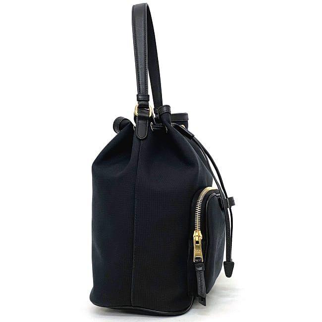 PRADA プラダ 2way バケット バッグ ブラック ゴールド NERO 1BH097 