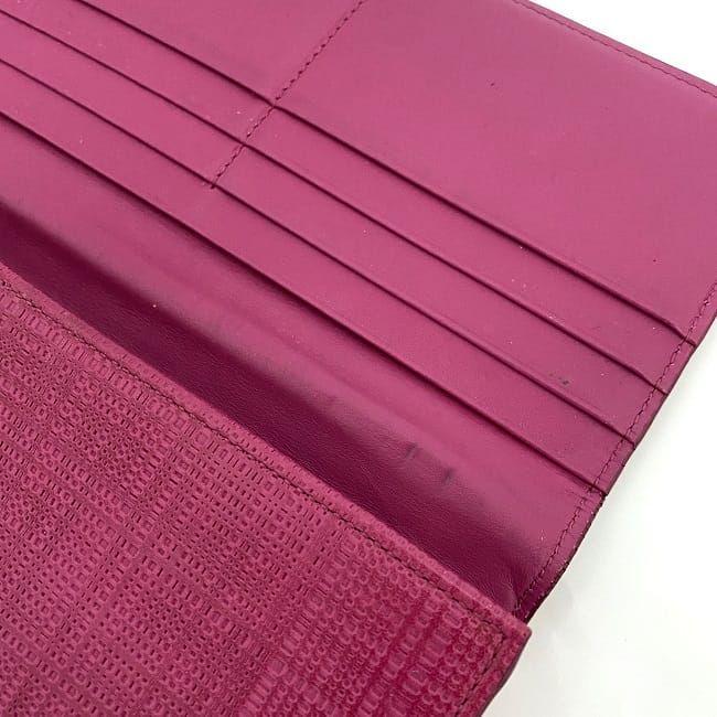 LOEWE（ロエベ） 二つ折り 長財布 ピンク ゴールド リネン 美品 レザー