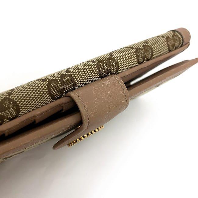 グッチ 二つ折り 長財布 ベージュ ブラウン ピンク インターロッキング 