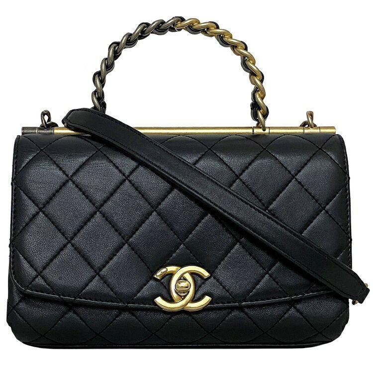 CHANEL（シャネル） トップハンドル 2way バッグ ブラック ゴールド