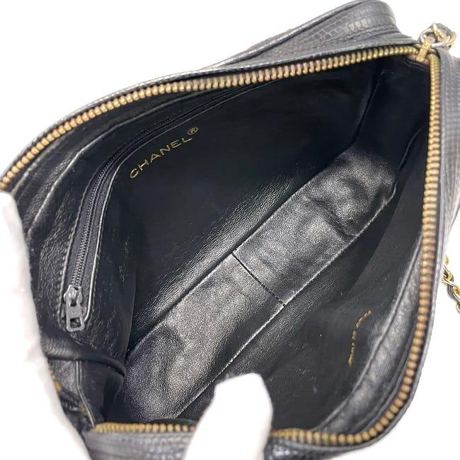 シャネル チェーン ショルダーバッグ リザード マトラッセ フリンジ