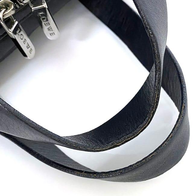 【美品】LOEWE ボストンバッグ リピートアナグラム レザー ブラック LOEWE ロエベ ボストンバッグ ブラック リピート アナグラム 美