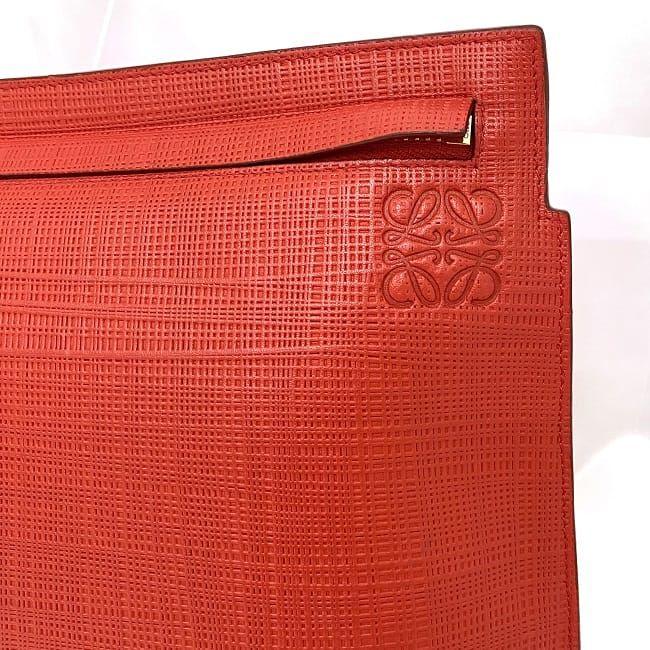 極美品▼LOEWE ロエベ リピート アナグラム レザークラッチバッグ レッド LOEWE ロエベ クラッチバッグ レッド リピート 美品
