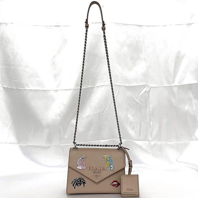 美品】プラダショルダーバッグベージュ