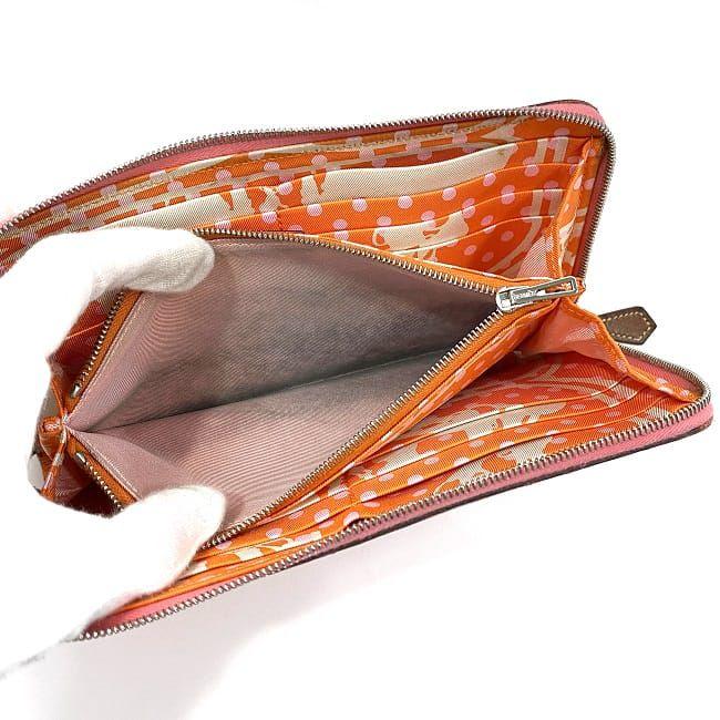 HERMES（エルメス） 二つ折り 長財布 アザップ シルクイン ピンク - f