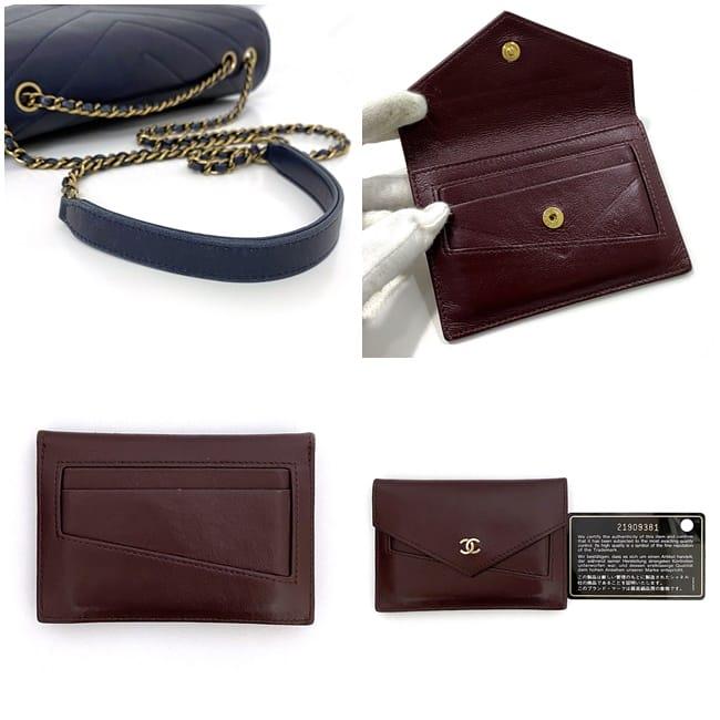 CHANEL シャネル チェーン ショルダーバッグ ネイビー Vステッチ f 