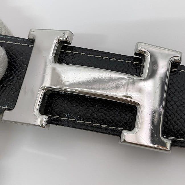 エルメス HERMES ベルト Hバックル 黒グレー コンスタンス 革 正規品 ベルトバックル 《コンスタンス》 & レザーベルト 38 mm
