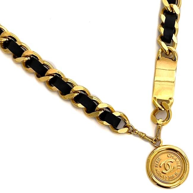 CHANEL シャネル チェーン ベルト ゴールド ブラック ココマーク 美品 