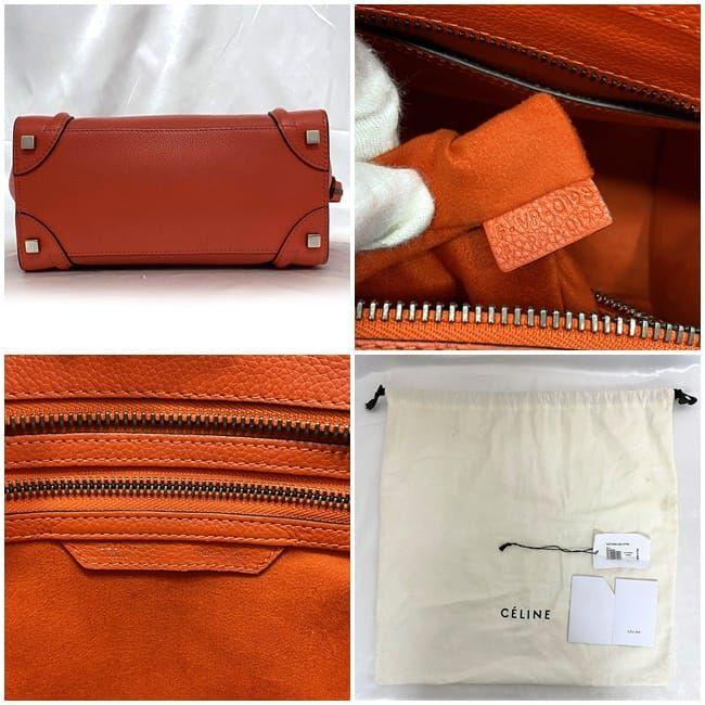 (美品) セリーヌ ラゲージ ナノショッパー オレンジ CELINE 2way CELINE Celine セリーヌ レザー ラゲージ ナノショッパー 2WAY