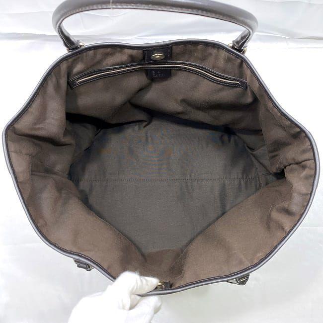 GUCCI グッチ トートバッグ f-21293 ブラウン シマ 265696 美品 レザー 