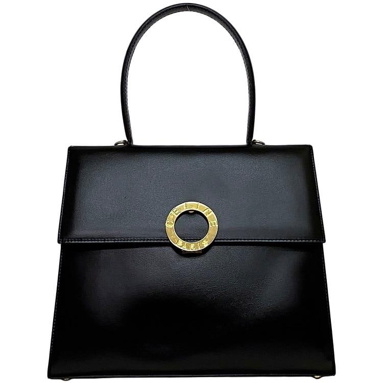 CELINE セリーヌ トップハンドル バッグ f-21305 ブラック サークル  