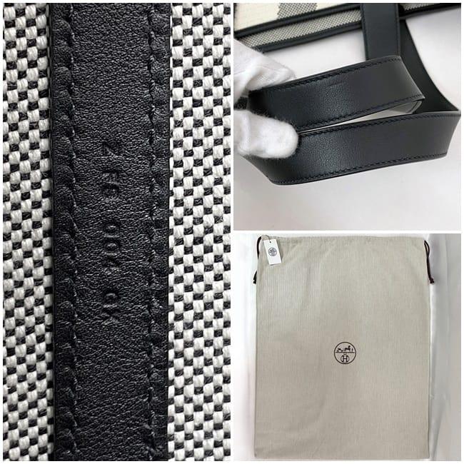 エルメス トートバッグ アンビエ ＧＭ f-21701 ナチュラルベージュ グレー ブラック 美品 キャンバス ヴォースイフト レザー 中古 Ｚ刻印 HERMES 自立 Ｈロゴ ハンドバッグ 肩掛け 大容量 黒 Ｈロゴ ハンドバッグ 軽量 男性 女性 ブランド 本物 鑑定済み HERMES（エルメス） トートバッグ アンビエ GM f-21701 ナチュラル