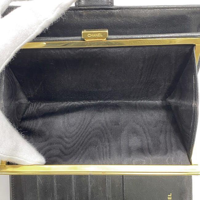 シャネル 二つ折り がま口 長財布 f-21715 ブラック ココマーク