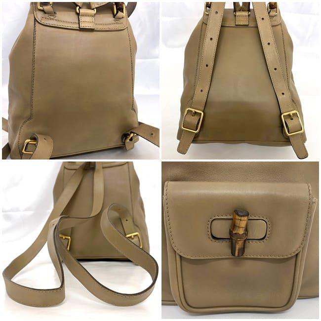 グッチ ミニ リュック f-21841 ベージュ バンブー 003 3444 0030 美品 レザー 竹 中古 GUCCI ヴィンテージ バックパック 巾着 フラップ 人気 定番 女性 レディース お洒落 上品 シンプル 高級感 エレガント バッグ カジュアル 革 ブランド 本物 鑑定済み GUCCI（グッチ） ミニ リュック f-21841 ベージュ バンブー 003 3444