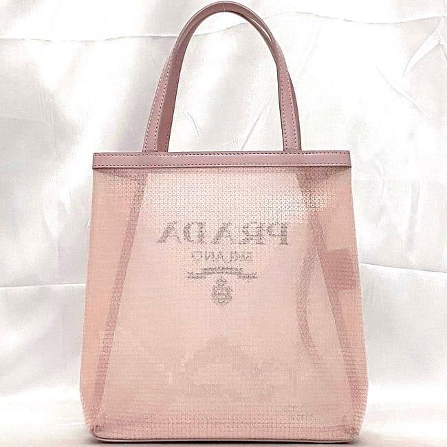 PRADA（プラダ） ハンドバッグ f-22697 ピンク ラメ 1BG417 美品 