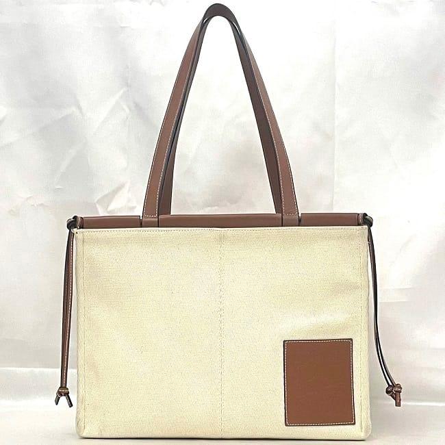 ロエベ クッショントートスモール レザー ダークトープ トートバッグ ショルダーバッグ 肩掛けバッグ アナグラム グレージュ 中古 送料無料 ロエベ クッショントートスモール レザー ダークトープ トートバッグ