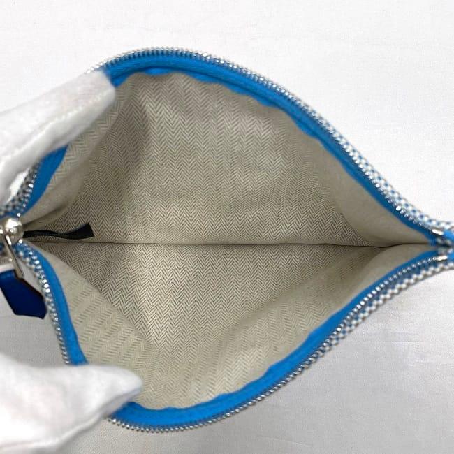 エルメス ポーチ フォーブル コーナー ＰＭ f-22934 ライトブルー グレー シアン 美品 トワルアッシュ  中古 HERMES Ｈ ロゴ 刺繍 ファスナー クラッチバッグ ミニポーチ マルチカラー レディース メンズ 男女兼用 ミニ ブランド 本物 鑑定済み HERMES（エルメス） ポーチ フォーブル コーナー PM f-22934 ライト