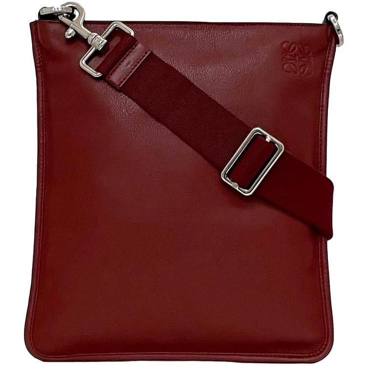 外観美品 LOEWE レザー　レッド　アナグラム　ショルダーバックロスボディ LOEWE（ロエベ） ショルダーバッグ f-23242 レッド アナグラム 美品