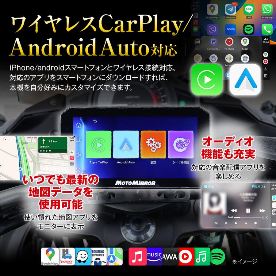 MAX WIN バイク用 スマートモニター 5.5インチ カープレイ USB対応