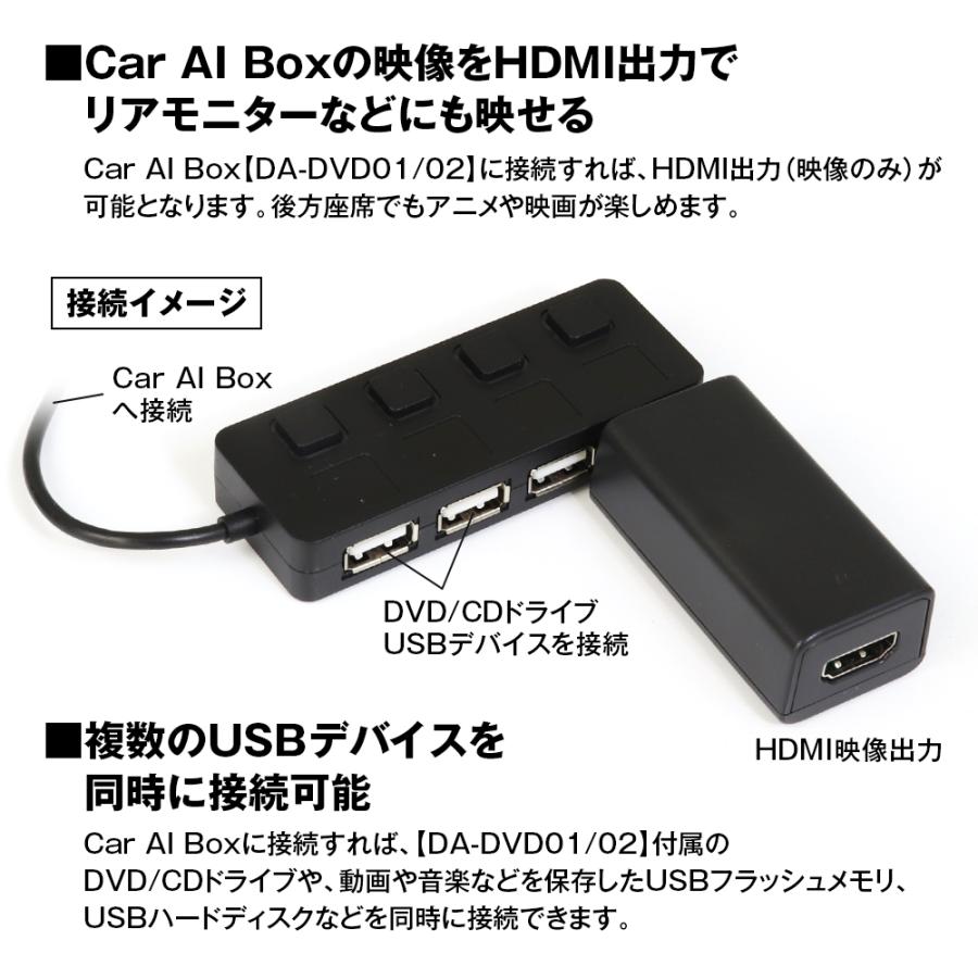 マックスウィン DA-DVD01 Car AI Box オプションケーブル付 DVD/CDドライブも付属したAndroid13システム搭載のCar AI Box DA-DVD01