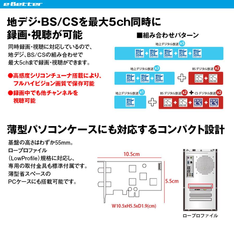 PCI-Ex チューナー 5チューナー PCチューナー 地デジチューナー