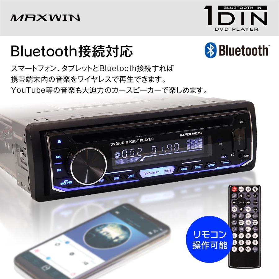 MAXWIN（マックスウィン） DVDプレーヤー 1DIN オーディオ デッキ HDMI