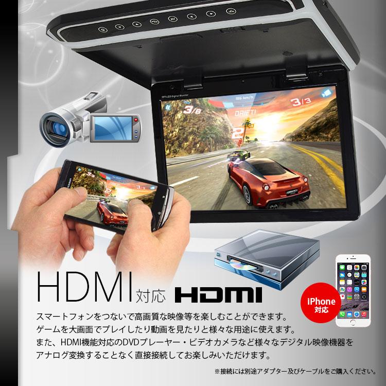 フリップダウンモニター 10.2インチ 10インチ 高画質液晶 HDMI microSD
