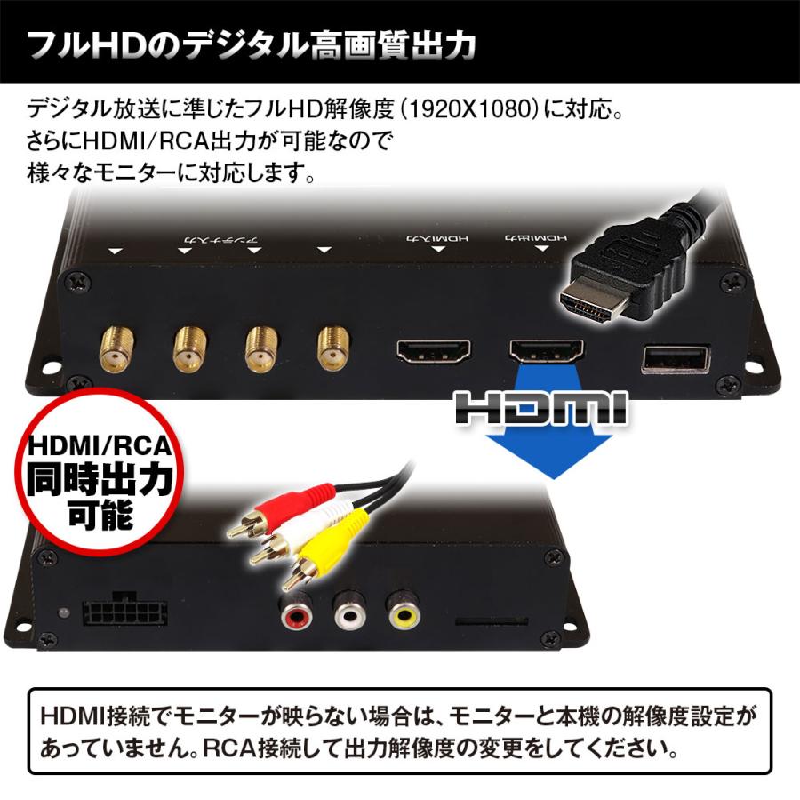 MAXWIN地デジ4×4フィルムアンテナ付き！ 地デジチューナー フルセグチューナー 4x4 車載 HDMI 地デジ フルセグ