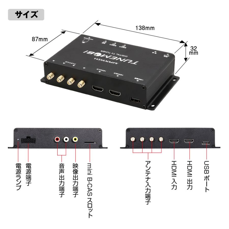 MAXWIN TM-4T001 地デジチューナー フルセグチューナー 4×4 車載 HDMI