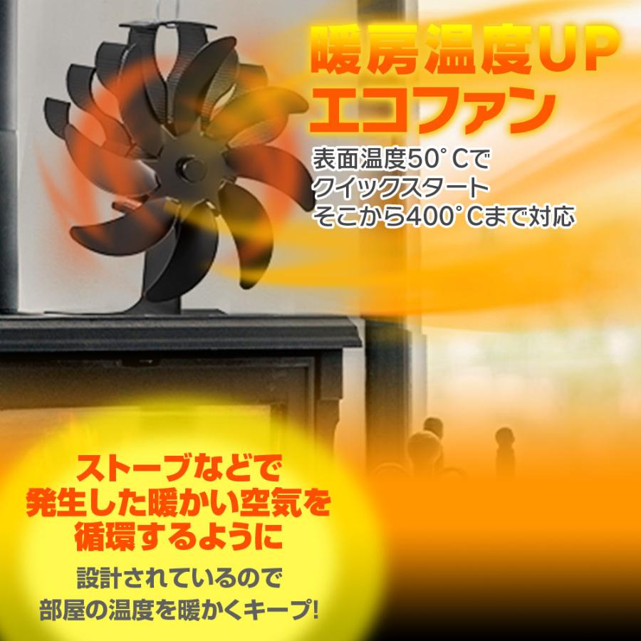 ストーブファン 8枚羽根 薪ストーブ 石油ストーブ 暖炉用品 静音 エコファン 自動 サーキュレーター 省エネ 空気循環 防寒 |  | 02
