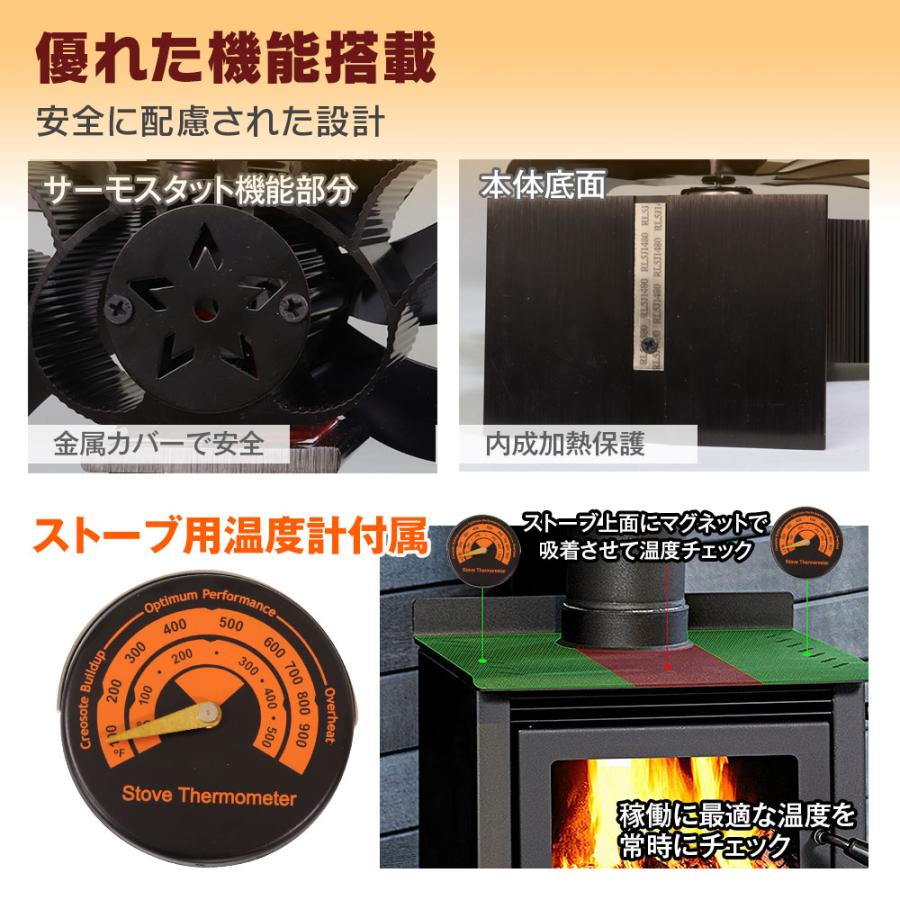 ストーブファン 8枚羽根 薪ストーブ 石油ストーブ 暖炉用品 静音 エコ