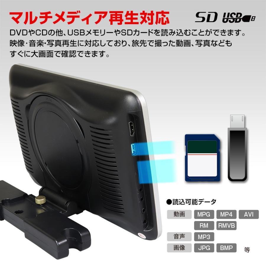 ヘッドレストモニター DVD内蔵 車載 ポータブル 10.1インチ リア
