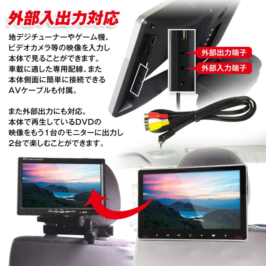 ヘッドレストモニター DVD内蔵 後部座席 DVDプレーヤー HDMI CPRM
