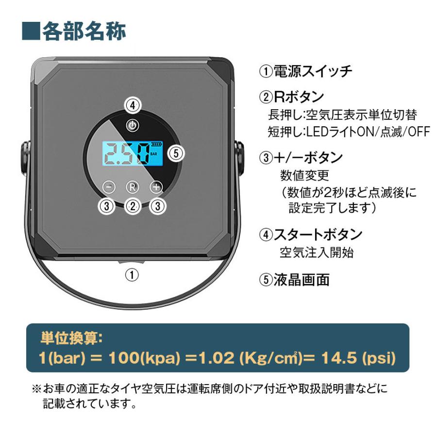 電動 空気入れ エアコンプレッサー 自動車 自転車 電動エアコンプレッサー バッテリー内蔵 コードレス 充電式 タイヤ空気入れ シガーアダプター K Air03 Future Innovation 通販 Yahoo ショッピング