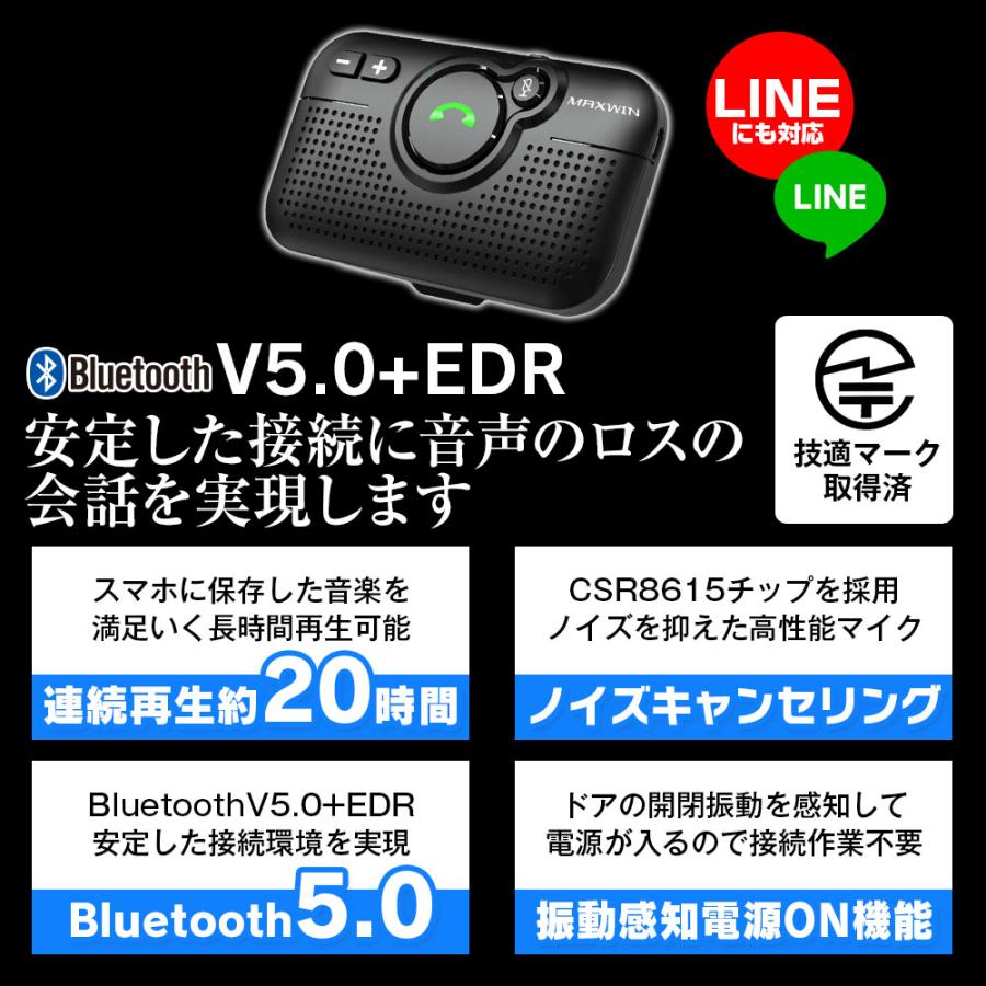 ハンズフリー Bluetooth 車載 ハンズフリーフォン ワイヤレス