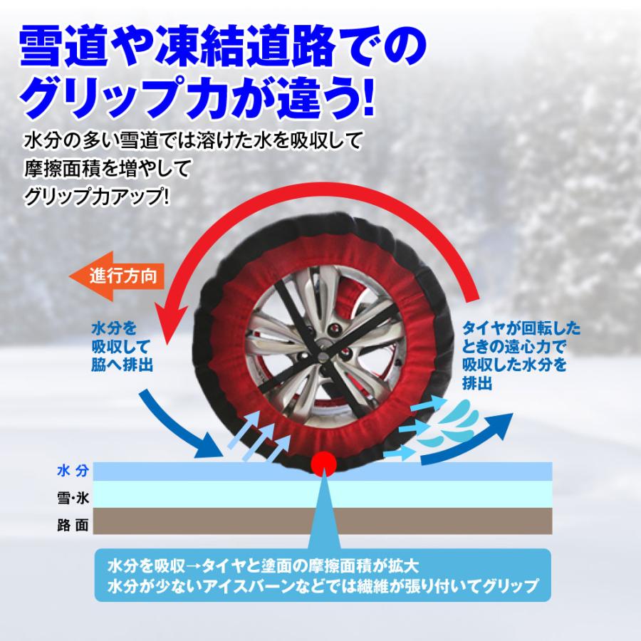 タイヤチェーン 非金属 布製 2本分 165/60R14 185/55R14 155/65R14 スノーソック ジャッキアップ不要 チェーン |  | 09