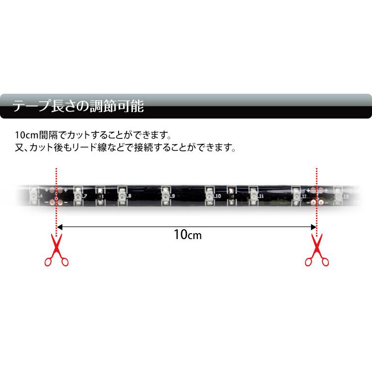 LEDテープライト 高輝度正面発光 24V 500cm 5m 全6色 3528型 SMD採用｜f-innovation｜03