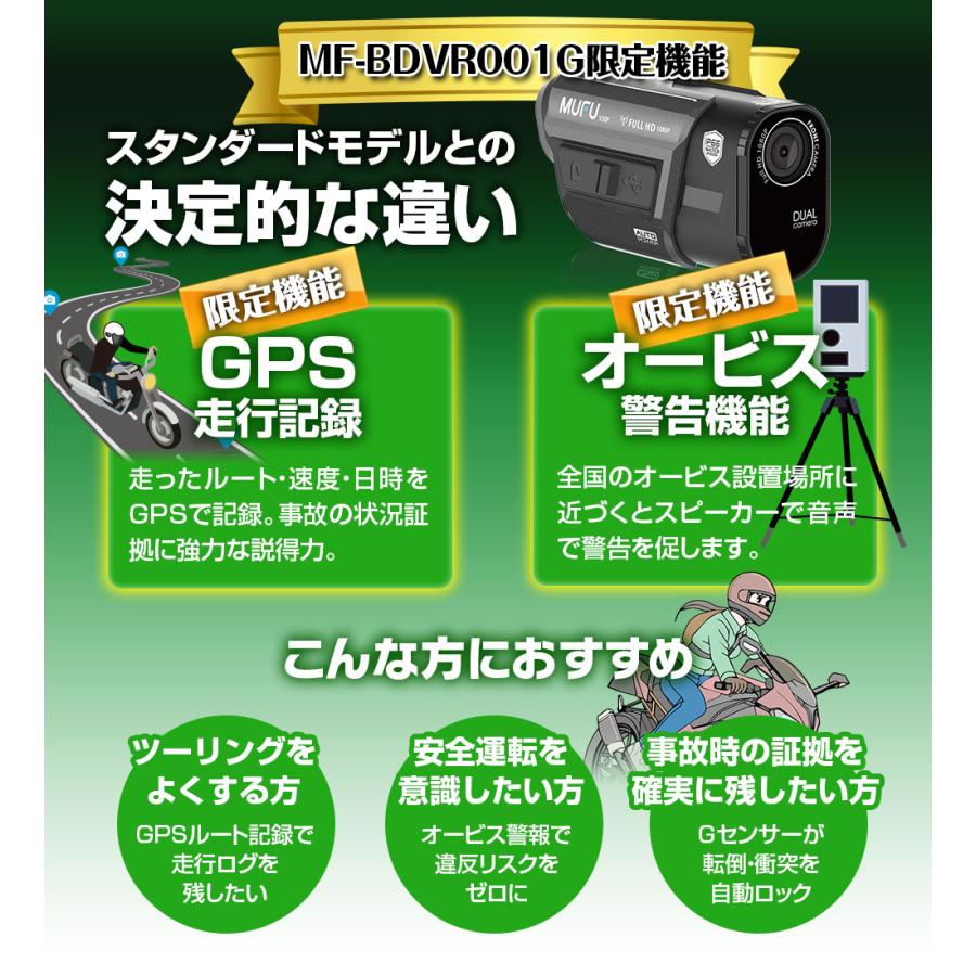 MAXWIN（マックスウィン） ドライブレコーダー バイク用 2カメラ 前後