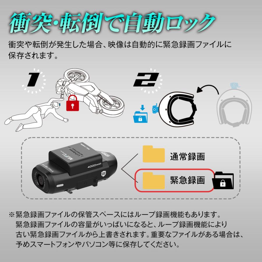 ドライブレコーダー MUFU バイク 配線不要 装着即時録画 前後2 ドライブレコーダー MUFU バイク 配線不要 装着即時録画 前後2