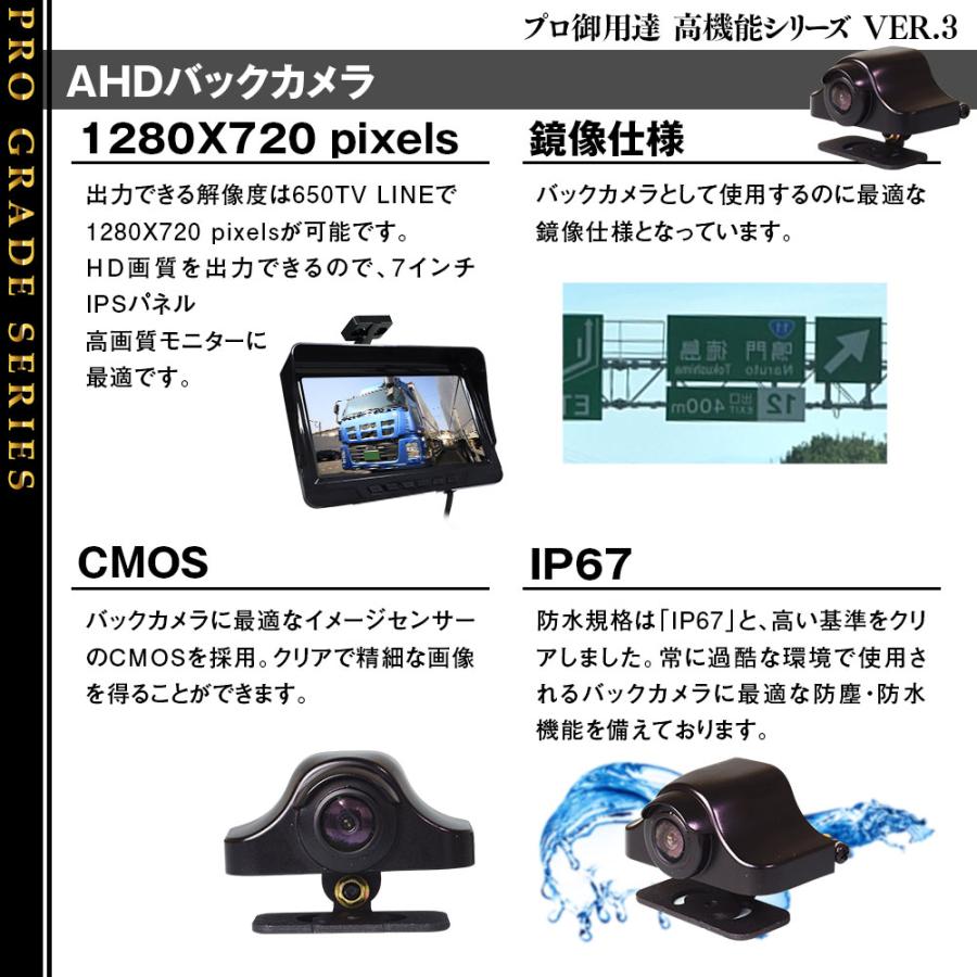 AHD バックモニター ハイマウントモニター バックカメラ 15m配線