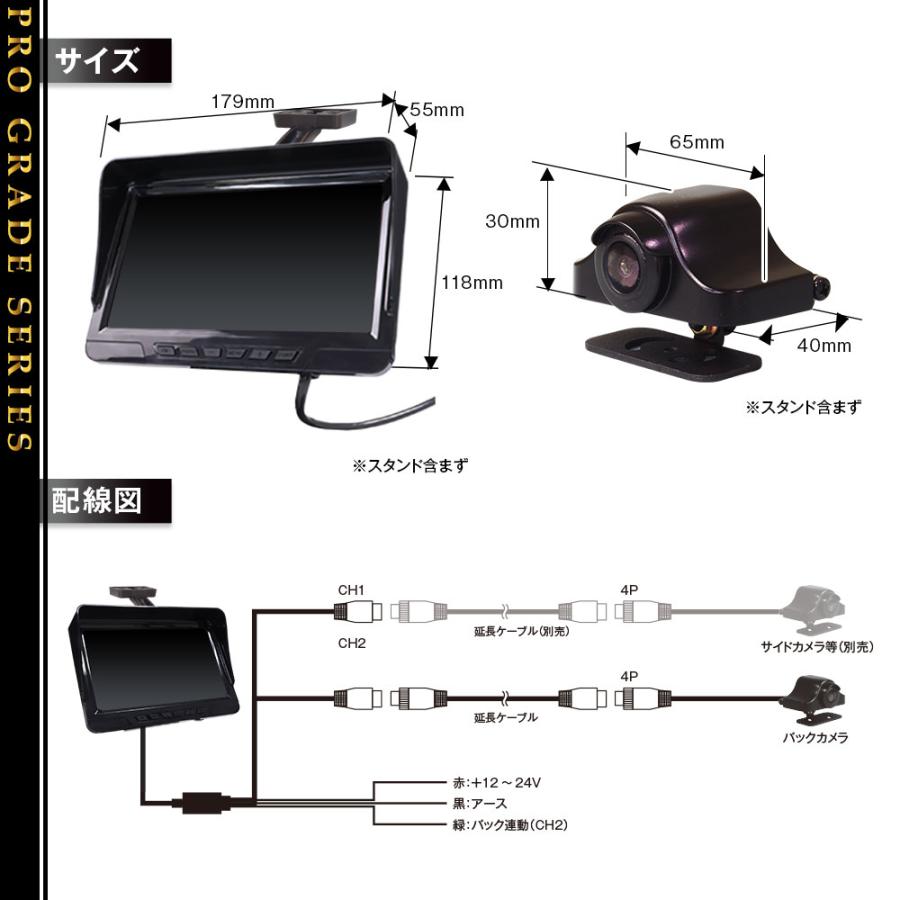 AHD バックモニター ハイマウントモニター バックカメラ 15m配線