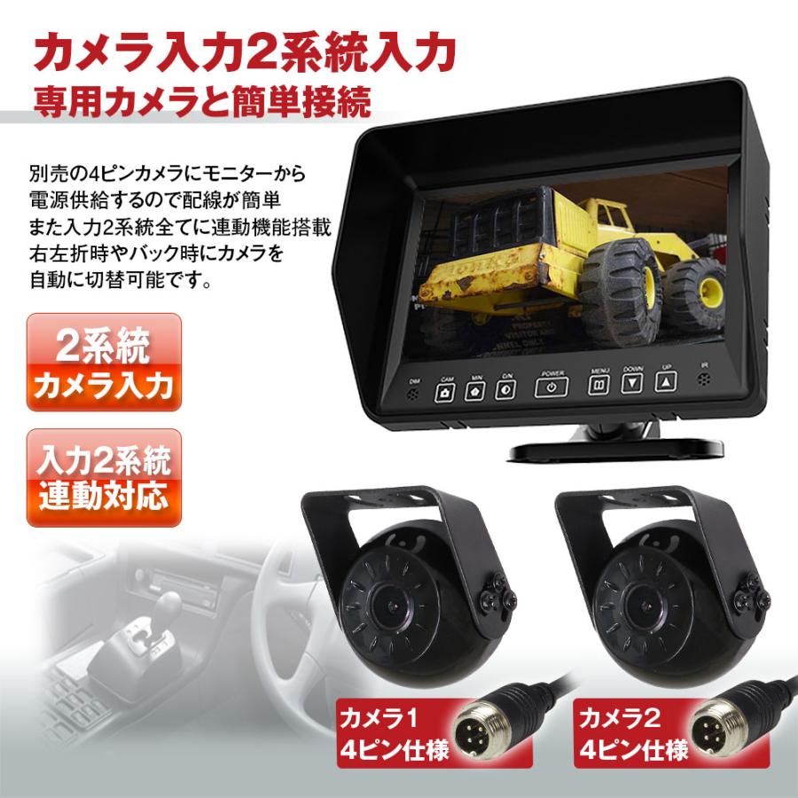 オンダッシュモニター トラック対応 7インチ 2系統 バック連動 防水 正