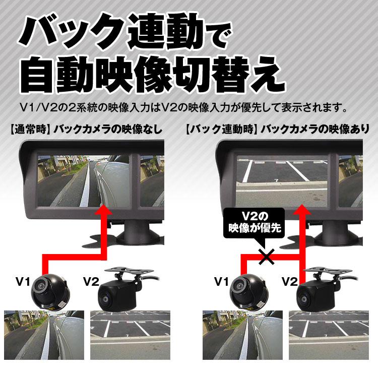 ツインモニター 4.3インチ 4系統 映像入力 自動切替え 2画面 ツインモニター 4.3インチ 4系統 映像入力 自動切替え 2画面