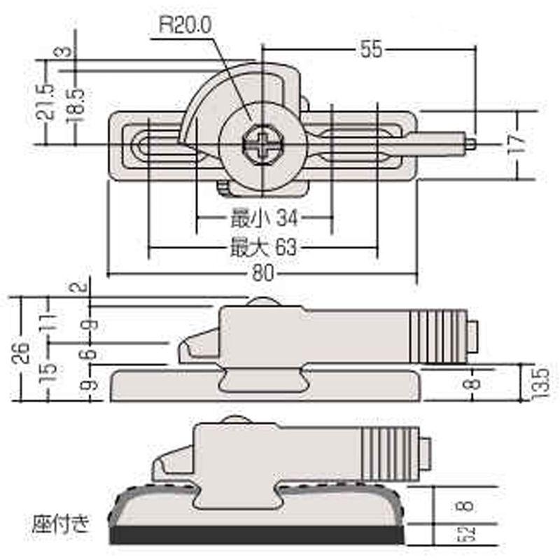 朝日工業 Kシリーズ サッシメーカー対応 取替用クレセント錠 KC-91 右