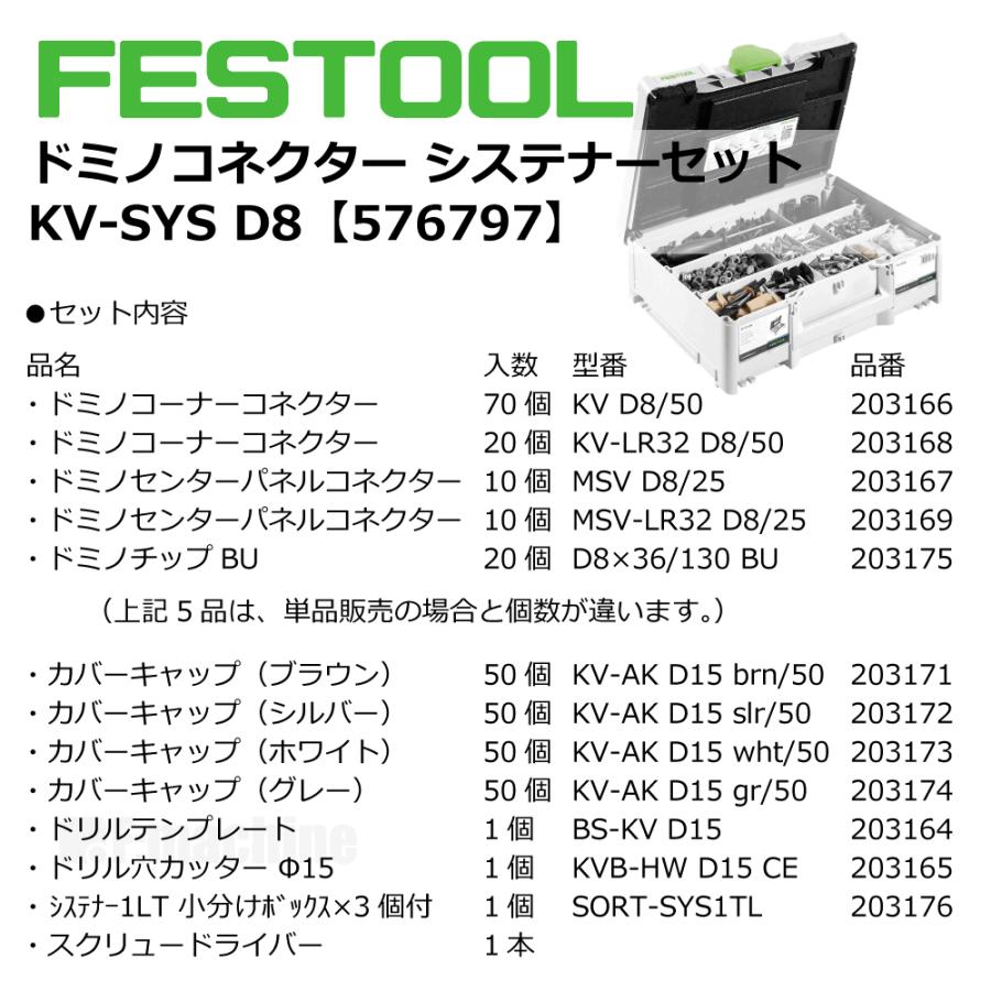 FESTOOL ドミノコネクター システナーセット KV-SYS D8 【576797】 005.22.589 |  | 02