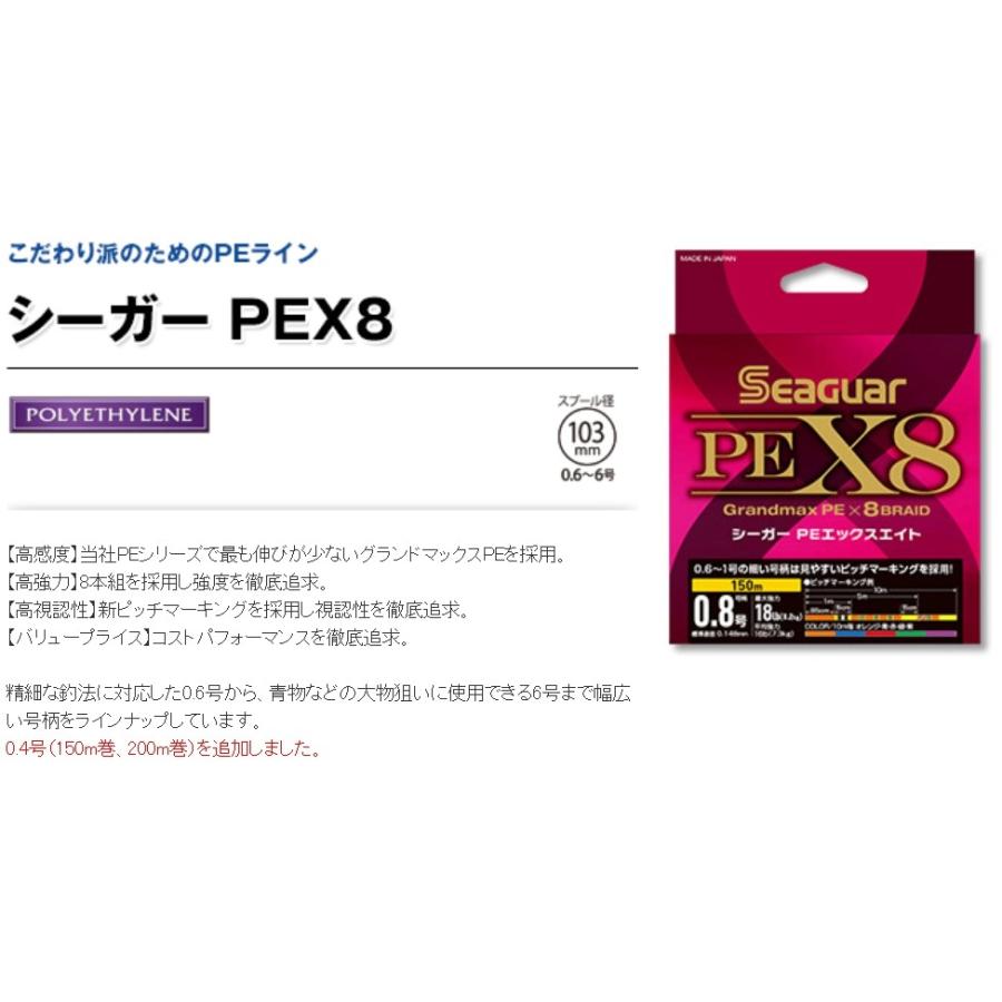 クレハ/Kureha シーガー グランドマックスPE X8 400m 2, 3, 4, 5号 PEX8 8本組PEライン 国産・日本製 Seaguar Grandmax｜f-marin3｜02