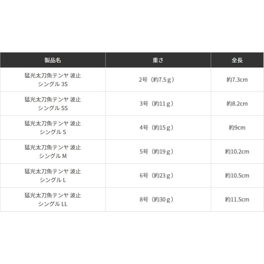 ヤマシタ/YAMASHITA 猛光太刀魚テンヤ 波止シングル S, M, L, LL ヤマシタ/YAMASHITA 猛光太刀魚テンヤ 波止シングル S, M, L, LL