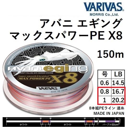 VARIVAS バリバス アバニ エギング マックスパワーPE X8 150m VARIVAS バリバス アバニ エギング マックスパワーPE X8 150m