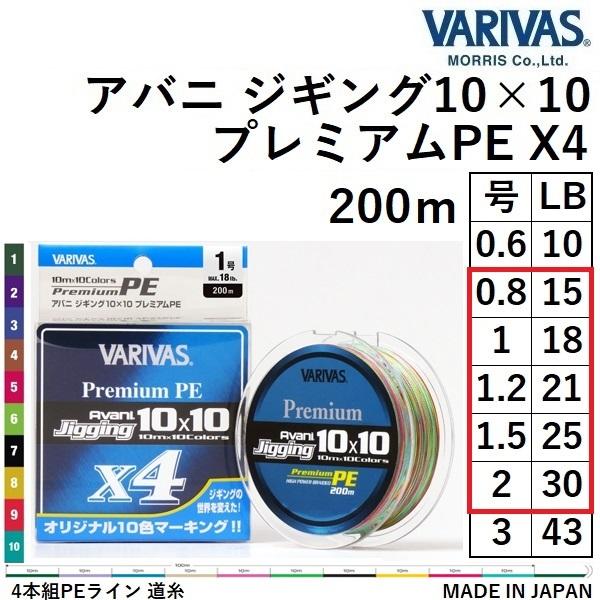 VARIVAS（バリバス） アバニ ジギング10×10 プレミアムPE X4 200m 0.8