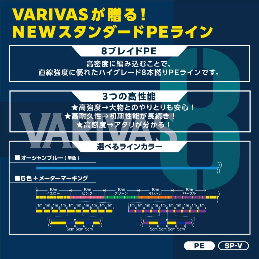 バリバス/VARIVAS VARIVAS8 200m 5色マーキング 0.6, 0.8, 1, 1.2, 1.5